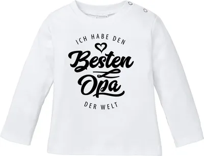 Produktbild von Baby Langarmshirt Babyshirt Ich habe den besten Opa der Welt Spruch Geschenk Jungen Mädchen Moonworks® weiß 56/62 (1-3 Monate)
