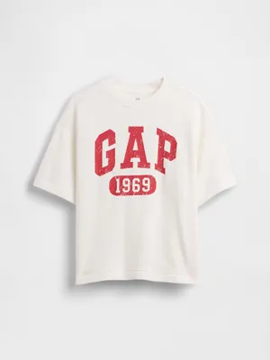 Produktbild von Gap Kinder T-Shirt mit 1969 Logo, Rundhalsausschnitt und überschnittenen Schultern, Gr. L