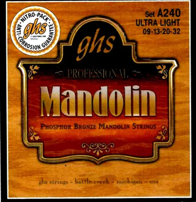 Produktbild von GHS A240 Phosphorbronze ultraleichte Mandolinensaiten, 8-saitiges Set mit Schlaufenende