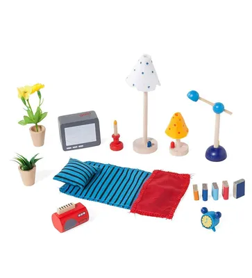 Produktbild von Goki 51934 - Accessoires Wohnzimmer, 17-teilig, Puppenhausmöbel…