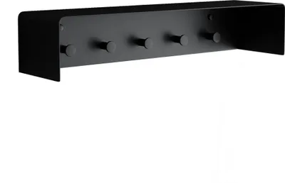 Produktbild von doporro Mehrzweckhaken 50x10x10 cm mit Ablage Handtuchhaken Schwarz matt aus Edelstahl