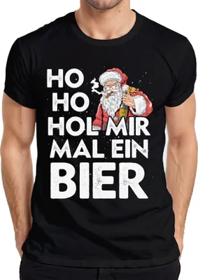 Produktbild von Ho Ho Hol Mir Mal Ein Bier Weihnachtsmann - Santa Weihnachtsgeschenk Christmas Herren T-Shirt, Schwarz, M