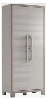 Produktbild von Kunststoffschrank/Besenschrank, beige, 80 x 44 x 182 cm, inkl. Einlegeböden, für Innen- und Außenbereich geeignet, UV- und wasserbeständig (IPX3)