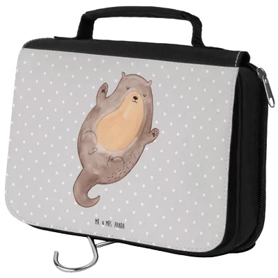 Produktbild von Mr. & Mrs. Panda kosmetiktäschchen Otter Umarmen - Grau Pastell - Geschenk, Reise-Kulturtasche, Kulturtasche, gut Gelaunt, Optimistisch, Seeotter See, kulturtäschchen