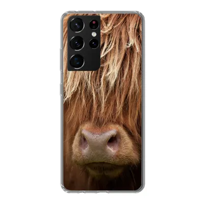 Produktbild von MuchoWow® Handyhülle Schutzhülle Hülle für Samsung Galaxy S21 Ultra Schottischer Highlander - Nase - Haare Silikon Softcase Handy Hülle - Mobiltelefon