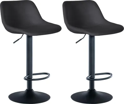 Produktbild von CLP 2er Set Barhocker Loft mit Rückenlehne und 360 drehbar schwarz Material Samt