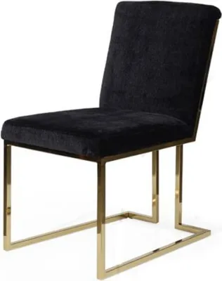 Produktbild von Schwarzer Edelstahlstuhl Metallstuhl Esszimmer Designer Polster Stühle