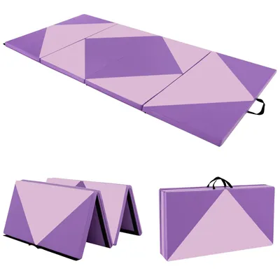 Produktbild von GOPLUS Gymnastikmatte faltbar, 240×117×5 cm Sportmatte mit 2 Tragegriffen und Klettverschlüssen, Bodenmatte für Gymnastik, Yoga & Spielen, für Zuhause