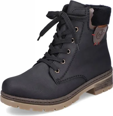 Zdjęcie produktu dla Czarne sznurowane buty za kostkę Rieker
