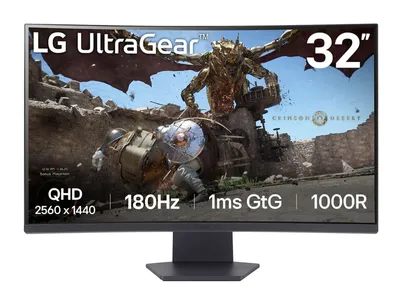 Produktbild von LG 32GS60QC-B - Ultrapřenosný monitor, 32" QHD, 2560 x 1440, VA panel, 16:9, HDMI, 1 ms, 180 Hz, FreeSync, univerzální možnosti připojení, barva fialově šedá