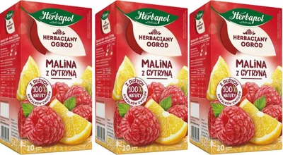 Produktbild von Herbapol Himbeere Zitrone Tee 60 Teebeutel - Früchtetee mit Kräutertee Mischung