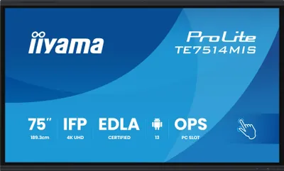 Produktbild von iiyama PROLITE TE7514MIS-B2AG, Kiosk-Design, 190,5 cm (75"), LCD, 3840 x 2160 Pixel, WLAN, 24/7