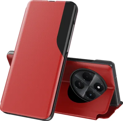 Produktbild von Dünn Flip Stand Cover Kunstleder Schutzhülle für Xiaomi Redmi 14C Rot