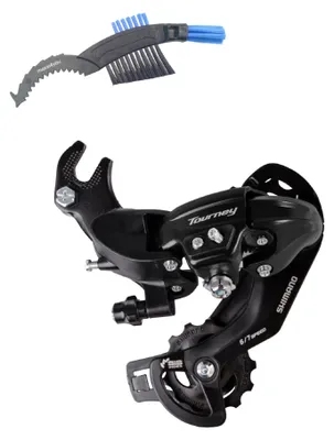 Produktbild von Shimano Tourney RD-TY300B Schaltwerk 6/7-fach SGS mit Halter inkl. maxxi4you Fahrrad Kettenbürste
