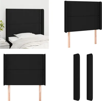 Produktbild von vidaXL Kopfteil mit Ohren Schwarz 103x16x118/128 cm Stoff - Kopfteil - Kopfteile - Bett-Kopfteil - Bettkopfteil