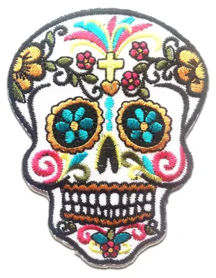 Produktbild von Totenkopf Skelett - Aufnäher, Bügelbild, Aufbügler, Applikationen, Patches, Flicken, Zum Aufbügeln, Größe: 6.5 x 8.7 cm