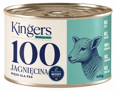 Zdjęcie produktu dla KINGERS 100 Jagnięcina 400 g karma mokra uzupełniająca dla psów