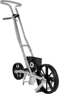 Obrázok produktu pre Výsevný stroj - 78-84 cm - sejačka na poľné plodiny - šesť vymeniteľných výsevných tanierov - značenie riadkov - s kolieskami