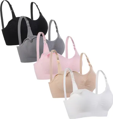 Produktbild von Stillen, BH, 5er-Pack, kabellos, tief, Mutterschaft, Stillen, BH, Bralette, Schlafen, Stillen, mit, extra, Extendern