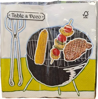 Produktbild von Table & Deco Serviette zum Grillen Barbecue 33x33cm, 20er Pack, 3-lagig (FSC)