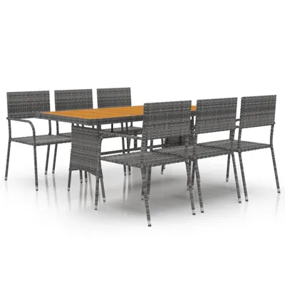 Produktbild von vidaXL 7-tlg. Garten-Essgruppe Poly Rattan Grau