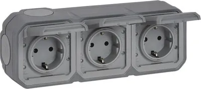 Obrázek produktu pro Legrand Plexo NEW APWG 069743L Schuko-Steckdose 3fach IP44 Grau 5 (069743L)