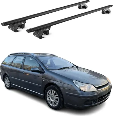 Image de Barres de toit transversales pour Citroen C5 I II Break 2001-17 Alu Noir 2x ABE