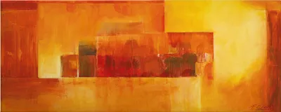 Produktbild von Leinwandbild Kunst 40 x 100 cm - Wandbild Orange - Keilrahmen Retro Wohnzimmerdeko Wanddeko Wandgemälde