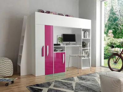 Image de Lit mezzanine « Party 15 » Lit d'enfant superposé 90 x 200 cm Finition brillante Couleur au choix