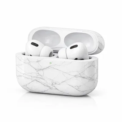 Produktbild von Hülle für Apple AirPods Pro 1 & 2 Generation Schutzhülle Case Marmor Design stoßfest kratzfest hochwertig passgenau mit Ladekabelöffnung - Weiß Marmor