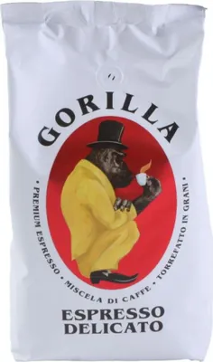A bag of Gorilla Espresso Delicato coffee beans.