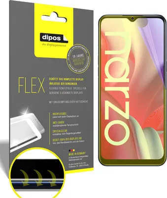 Produktbild von 2x Schutzfolie für Oppo Realme Narzo 20 Folie, 100% Displayabdeckung, dipos Flex