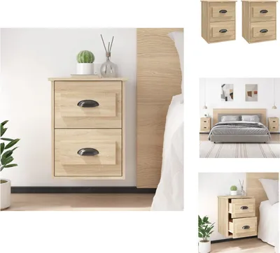 Immagine prodotto di vidaXL Comodini a parete 2 pezzi rovere Sonoma 41,5x36x53 cm - Comodini