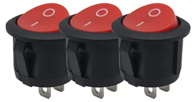 Produktbild von ProRide Mini-Wippschalter ON/OFF 2-polig, rot, Ø 13,8 mm, 3 Stück