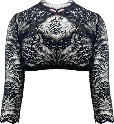 Produktbild von KRUGER Dirndlbluse Julene schwarz Gr. 36 mit Herzausschnitt, Spitze und Dreiviertelarm