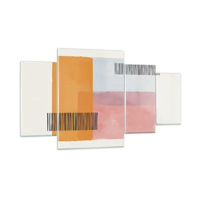 Produktbild von Bilder auf glas - 4 Teile - Aquarell Rechtecke Linien - 160x90cm - Glasbilder - Wandbilder - Bilder - zum Aufhängen bereit - Wanddekoration aus Glas - Glas Bilder - Wandbild auf Glas - GDL160x90-4669