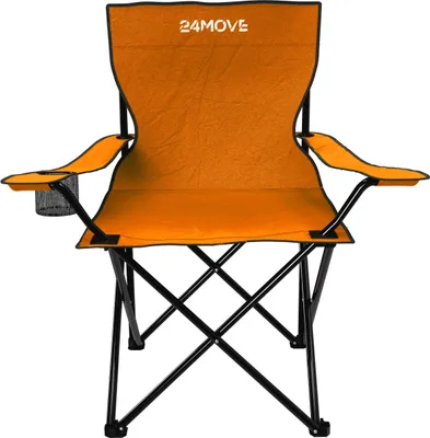 Produktbild von 24MOVE® Campingstuhl Faltstuhl, orange, mit Getränkehalter und Tragetasche Outdoor, faltbar max. 100kg, Angerstuhl, Klappstuhl