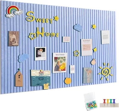 Obrázok produktu pre Plstená nástenka 60 x 40 cm, hrúbka 1 cm, samolepiaca, svetlomodrá, do kancelárie