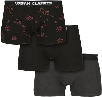 Produktbild von Urban Classics Boxershort Boxer Shorts 3-Pack Charcoal/Funky Aop/Black-XXL