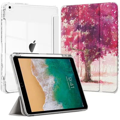Image de Coque pour iPad Air 3 10,5 Pouces / iPad Pro 10,5 Pouces, Protection Anti-Rayures avec Porte-Stylet - Motif Arbre