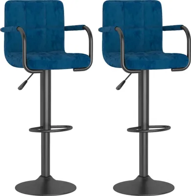 Produktbild von vidaXL Barhocker 2 Stk. Blau Samt