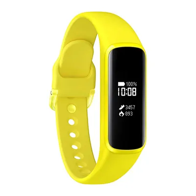 Produktbild von Samsung Galaxy Fit e. Farbe of des Armbandes Gelb. IP68 PMOLED Aktivitätsarmband de, Display de 0,74" (1,88 cm). - Activity Tracker de (Activity Wristband de, 50 m, 5 ATM, IP68).