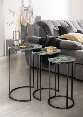 Produktbild von Beistelltisch 3-er Set Glasplatte 41 x 60 cm