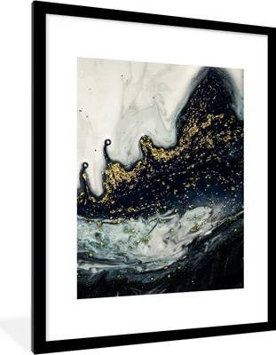 Produktbild von MuchoWow® Gerahmtes Poster Marmor - Abstrakt - Gold - Luxus 60x80 cm - Poster mit Schwarzem Bilderrahmen Wandposter Rahmen Foto Bilder - Wohnzimmer - Dekorationen - Prämie