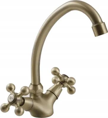 A close-up studio shot of a vintage-style kitchen faucet.