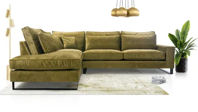 Image de AX LIVING Vert olive Canapé d'angle vert Castellio Salon L Forme 314 G
