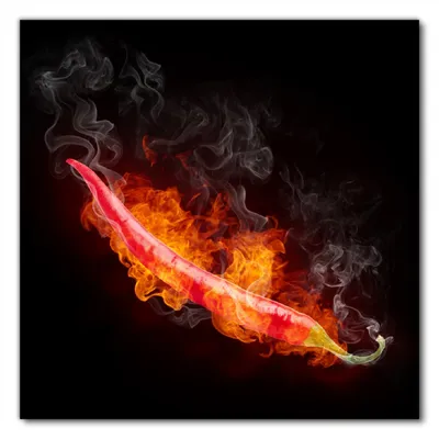 Produktbild von Wallario selbstklebende Möbelfolie/ Tischdecke für Innen und Außen, Größe: 60 x 60 cm - Heiße, brennende Chili-Schote vor schwarzem Hintergrund