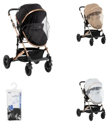 Image de Kikkaboo Moustiquaire pour poussette, protection contre les insectes, taille universelle Moustiquaire en tulle noir