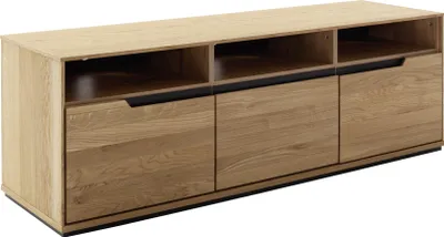 Produktbild von ARAYA Lowboard Wildeiche massiv schwarz mit 1 Schubkasten und 2 Türen
