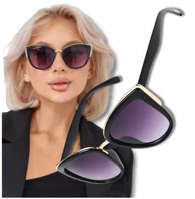 Produktbild von EdiBazzar Katzenaugen Sonnenbrille Schwarz Getönt UV400 Damen